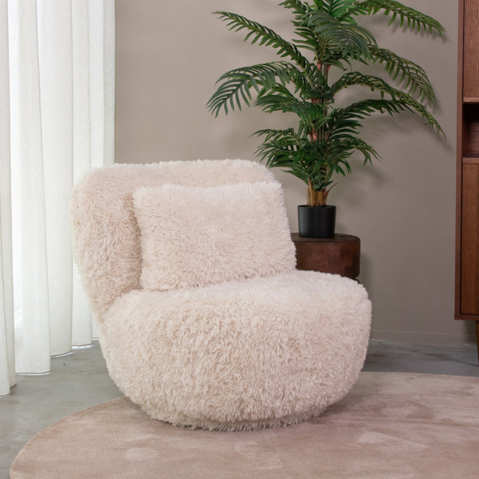 LABEL51 Draaifauteuil Doodle Fluffy stof - Crème
