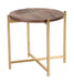 LABEL51 Ronde Bijzettafel Dox Mangohout en goud metaal, 40cm - Espresso