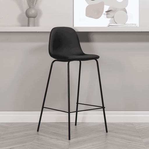 Nohr Barkruk Austina Lederlook - Zwart (zithoogte 77cm)