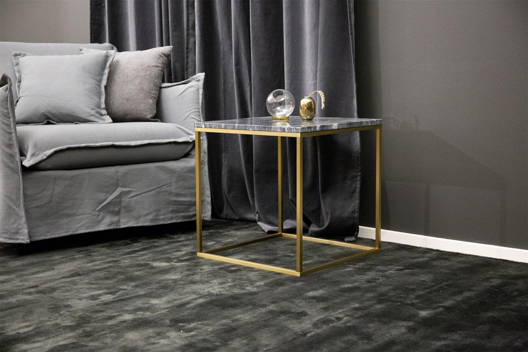 Nohr Bijzettafel Lenton Marmer, 50 x 50cm - Grijs/Goud - Vierkant - ThatLyfeStyle