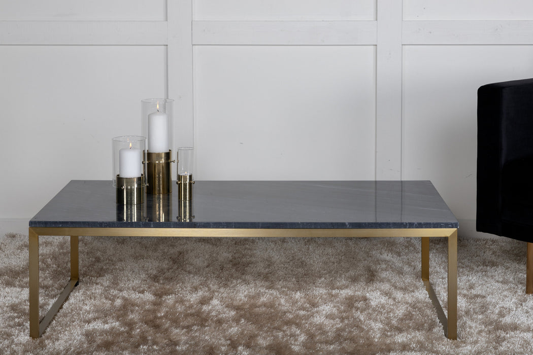 Nohr Salontafel Lenton Marmer, 120 x 60cm - Donkergrijs/Brass