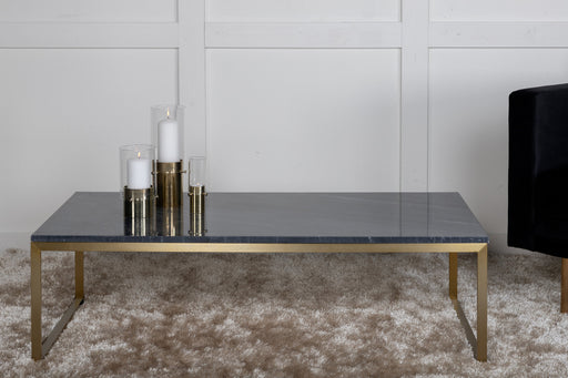 Nohr Salontafel Lenton Marmer, 120 x 60cm - Donkergrijs/Brass