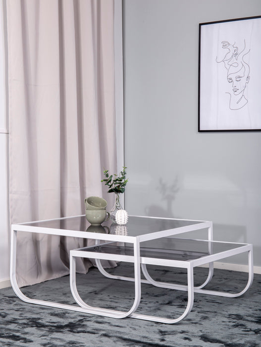 Nohr Vierkante Salontafel Ira Glas, 81 x 81cm - Wit
