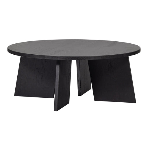 WOOOD Ronde Salontafel Fries Eiken, 90cm - Zwart - Japandi