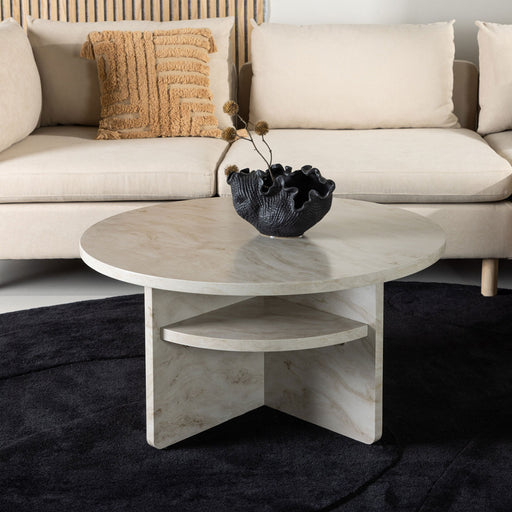 Nohr Ronde Salontafel Jenelle Marmerlook, 85cm - Beige - Japandi