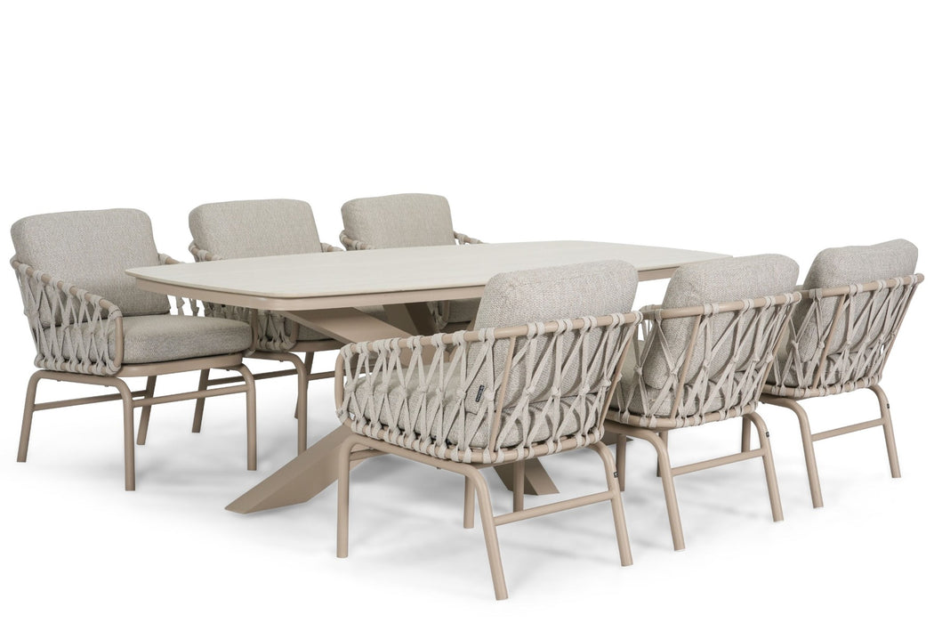 Lifestyle Ventana/Provence 220x100 cm low dining tuinset 7-delig