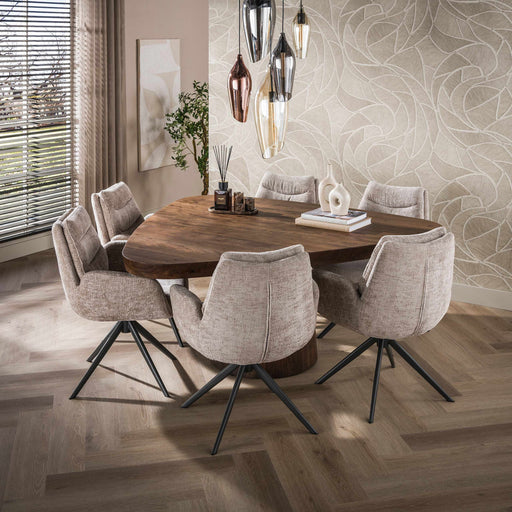 LifestyleFurn Driehoekige Eettafel Willem Acaciahout, 165 x 165cm - Bruin - ThatLyfeStyle