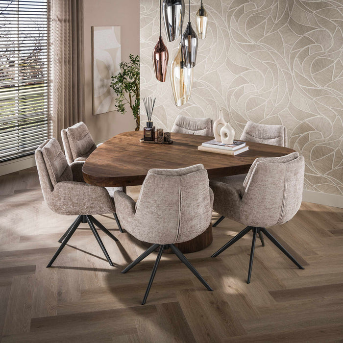 LifestyleFurn Driehoekige Eettafel Willem Acaciahout, 165 x 165cm - Bruin