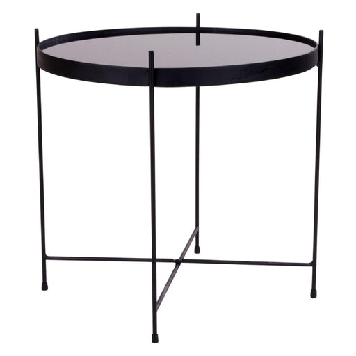 Nest of Nora Salontafel Nido rond Ø48 x H48 cm glas en staal zwart
