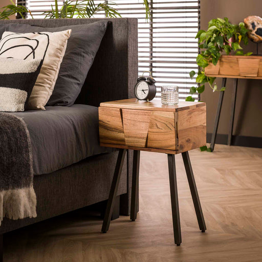 LifestyleFurn Nachtkastje Eryka Acaciahout - Massief acacia naturel - ThatLyfeStyle