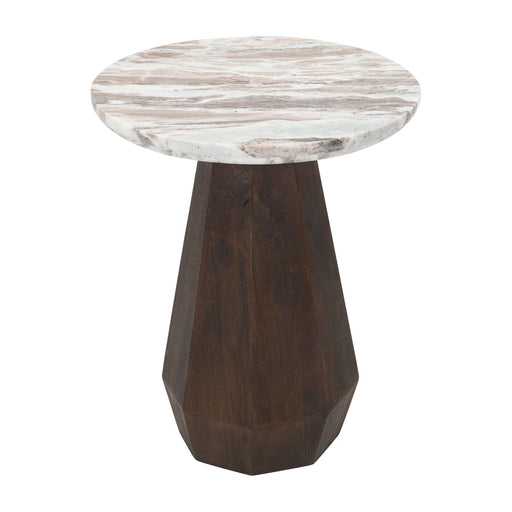 Richmond Ronde Bijzettafel Oberoy Marmer en mangohout, 45cm - Bruin