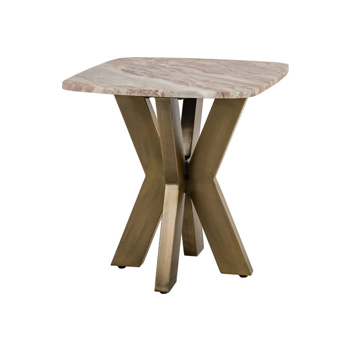Richmond Bijzettafel Bottega Marmer en brass, 55 x 55cm - Wit - Vierkant