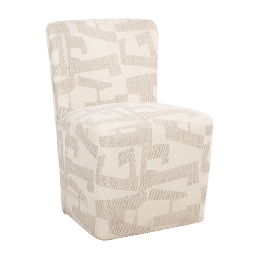 Richmond Eetkamerstoel Lorain Met wieltjes, Graffic stof - Beige - ThatLyfeStyle