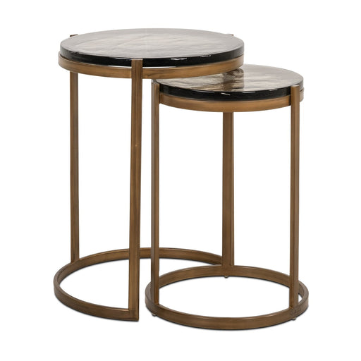 Richmond Ronde Bijzettafel Cleo Gegoten glas en ijzer, Set van 2 stuks - Goud - ThatLyfeStyle