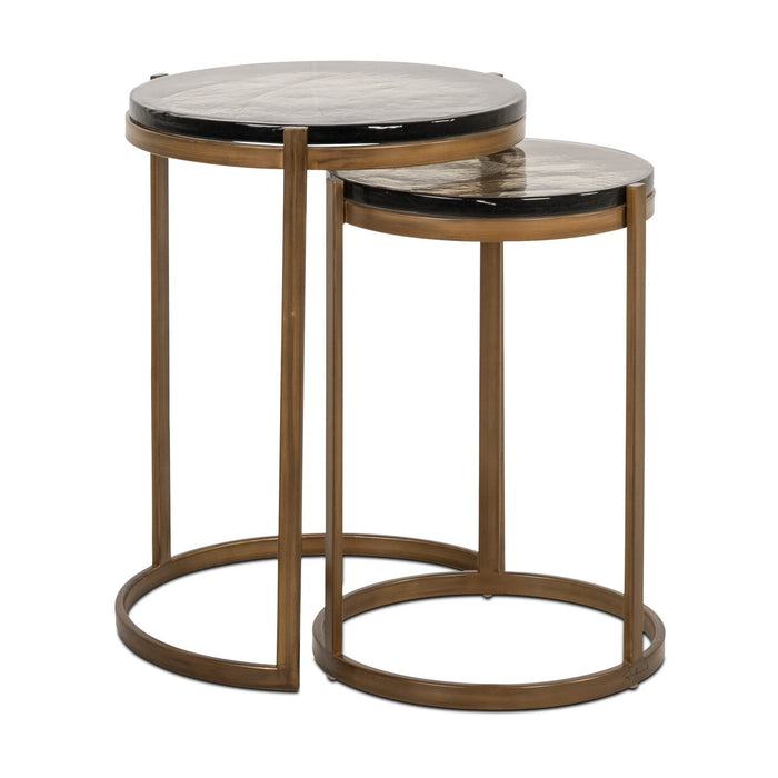 Richmond Ronde Bijzettafel Cleo Gegoten glas en ijzer, Set van 2 stuks - Goud