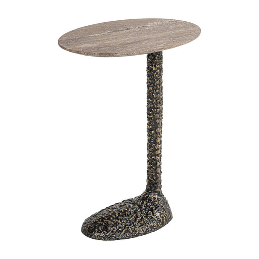 Richmond Ovale Laptoptafel Arosa Travertin, 45 x 30cm - Bruin - Ovaal - ThatLyfeStyle