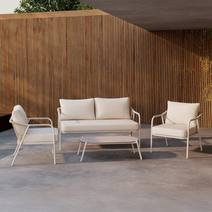 Nohr Loungeset Aleyna Met bank, 2 loungestoelen en tafel - Beige