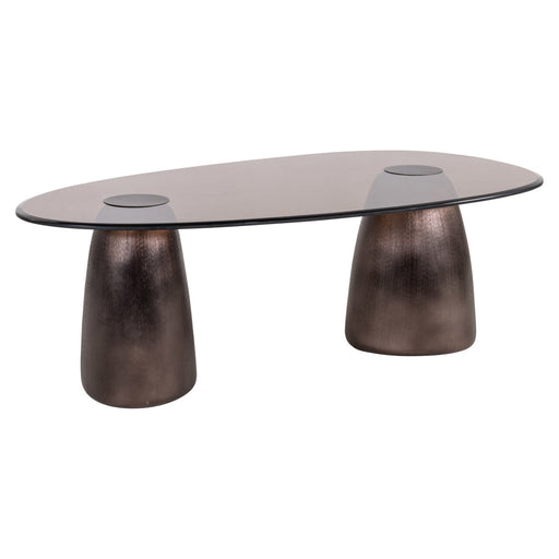 Richmond Ovale Salontafel Hayden Glas, 128 x 69cm - Brons - Organisch - ThatLyfeStyle