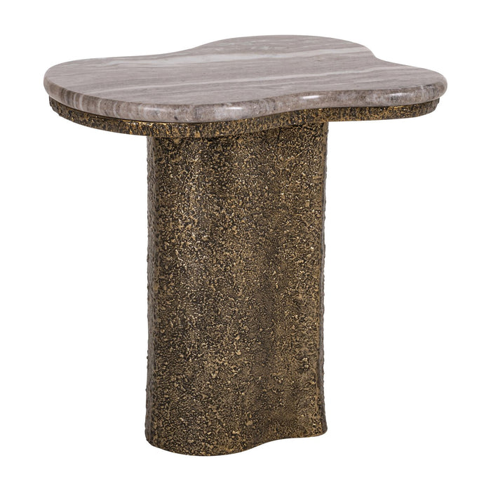 Richmond Organische Bijzettafel Abandos Marmer en Brass Antique, 60 x 50cm - Brons - ThatLyfeStyle