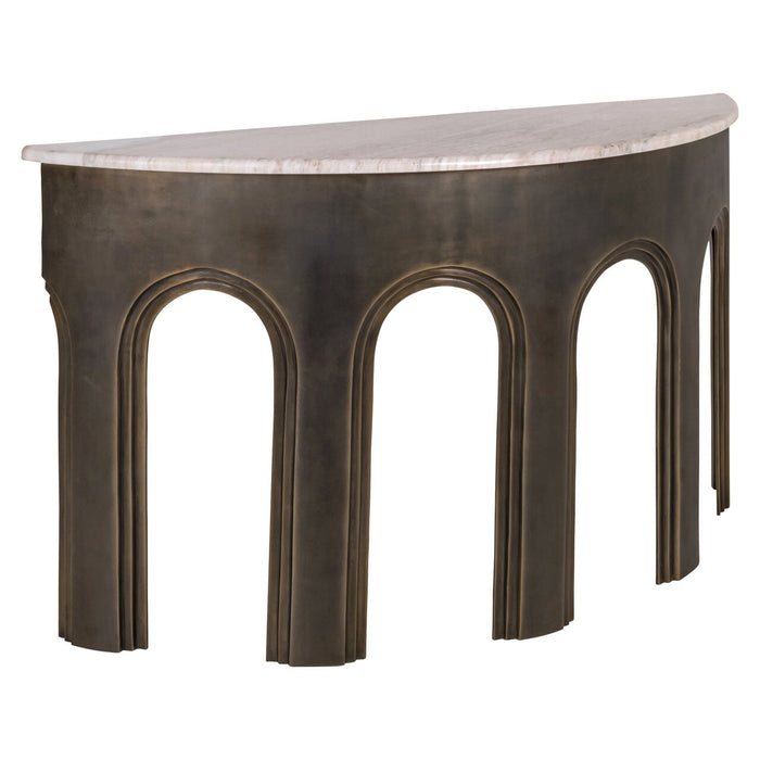 Richmond Sidetable Sanchis Marmer en Brass Antique, 140cm - Goud