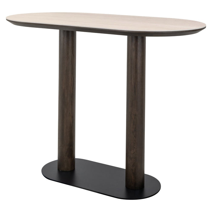 Richmond Ovale Bartafel Ritz Travertin en eiken, 140 x 75cm - Bruin - Ovaal