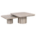 Richmond Salontafel Denizly Marmer en travertinlook, Set van 2 stuks - Grijs - Vierkant