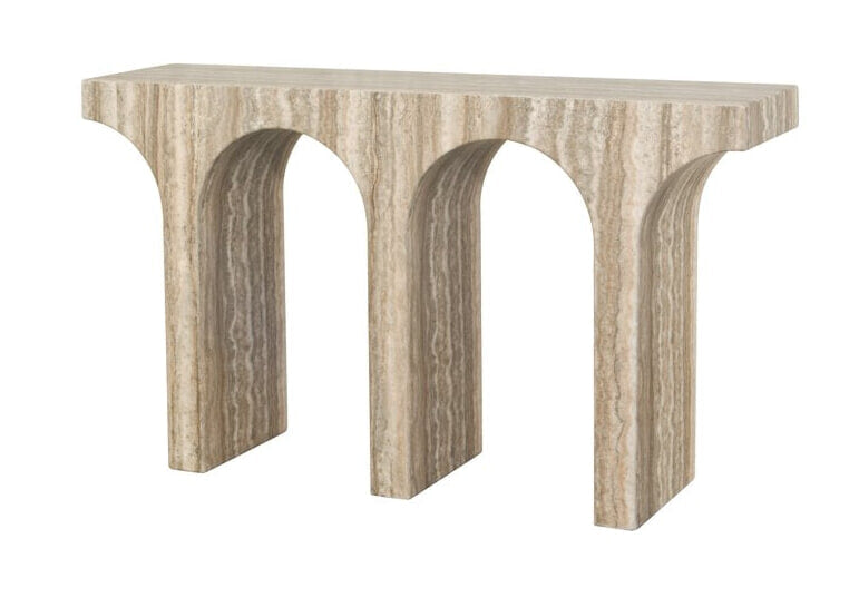 Richmond Sidetable Dulce Marmer en travertinlook, 140cm - Grijs
