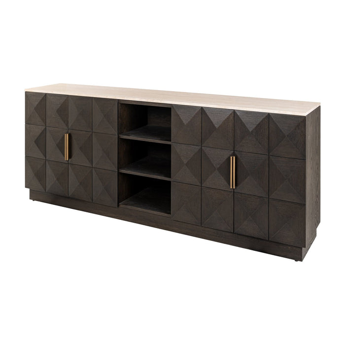 Richmond Dressoir Claremont Eiken en travertin, 225cm - Bruin