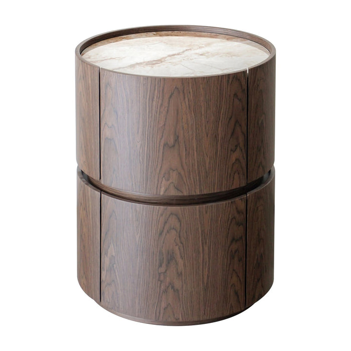 Richmond Ronde Bijzettafel Ellery Keramiek, Met 2 lades, 50cm - Bruin - ThatLyfeStyle