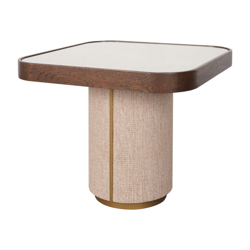 Richmond Bijzettafel Willox Linnen en eiken, 55 x 55cm - Bruin - Vierkant - ThatLyfeStyle