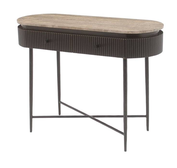Richmond Sidetable Russo Travertin en brass, 100cm - Bruin