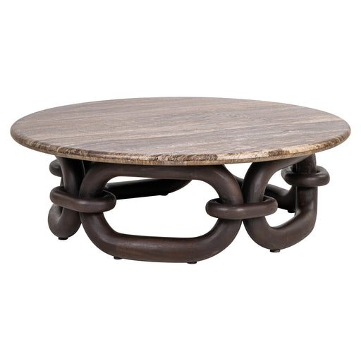 Richmond Salontafel Chainey Travertine en Mango - Ash Brown, 110cm - Rond
