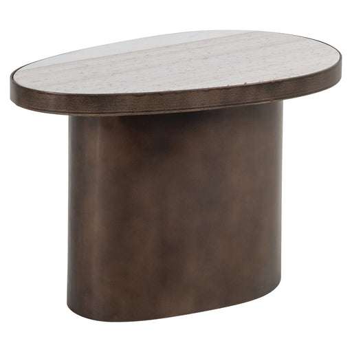 Richmond Organische Bijzettafel Biloxi Marmer en MDF, 70 x 43cm - Bruin - ThatLyfeStyle