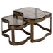 Richmond Organische Salontafel Fairfield Glas en Brass Antique, Set van 2 stuks - Goud