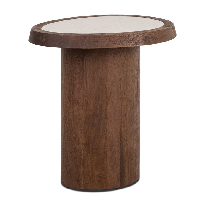 Richmond Organische Bijzettafel Melrose Marmer en mangohout, 39 x 50cm - Bruin