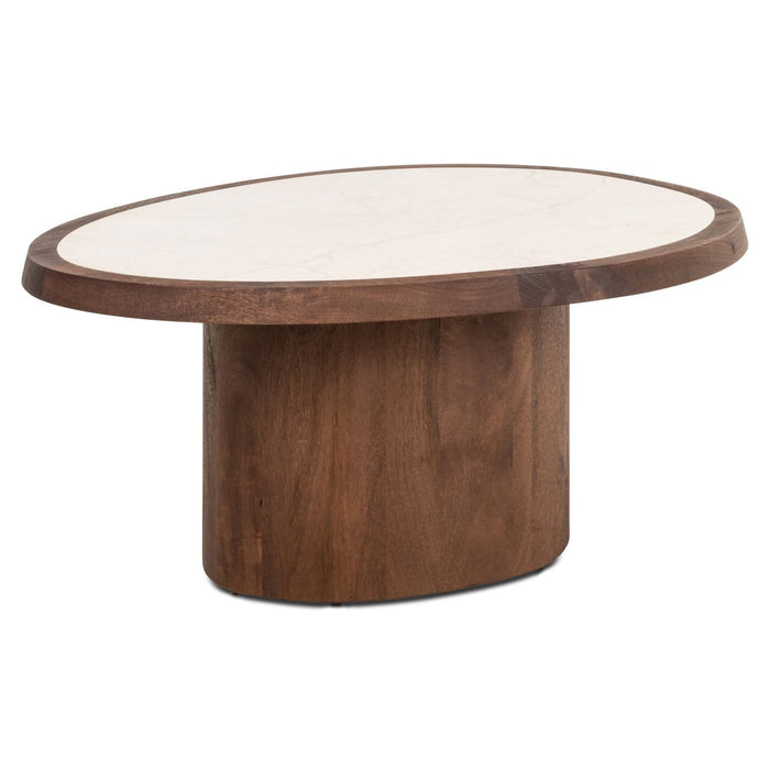 Richmond Organische Salontafel Melrose Marmer en mangohout, 90 x 70cm - Bruin