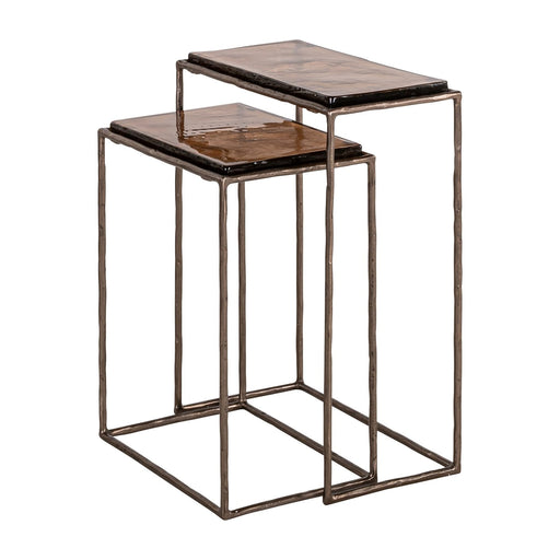 Richmond Bijzettafel Villano Bronskleurig glas, Set van 2 stuks - ThatLyfeStyle