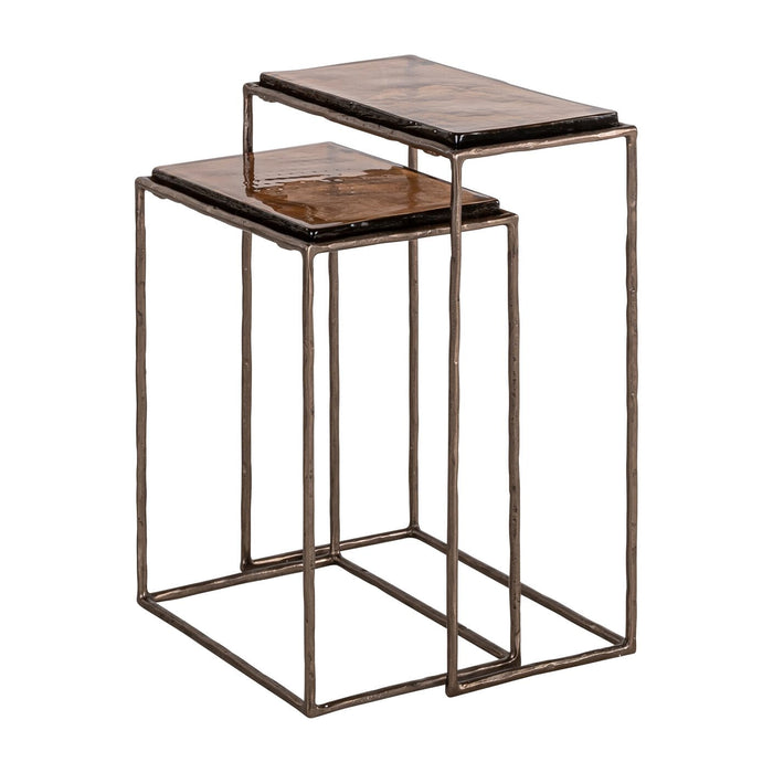 Richmond Bijzettafel Villano Bronskleurig glas, Set van 2 stuks - ThatLyfeStyle