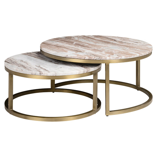Richmond Salontafel Bottega Marmer - Blush Beige, Set van 2 stuks, 85cm - Rond - ThatLyfeStyle