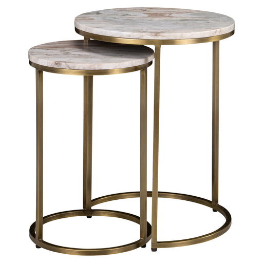 Richmond Ronde Bijzettafel Bottega Marmer, Set van 2 stuks - Blush Beige