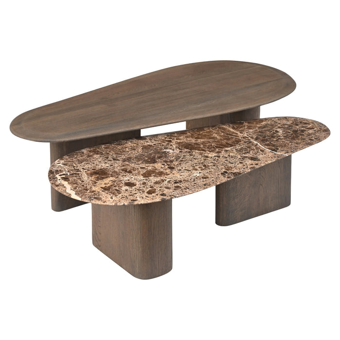 Richmond Salontafel Castello Set van 2 stuks, 130 x 65cm - Smoked Charchoal - Organisch