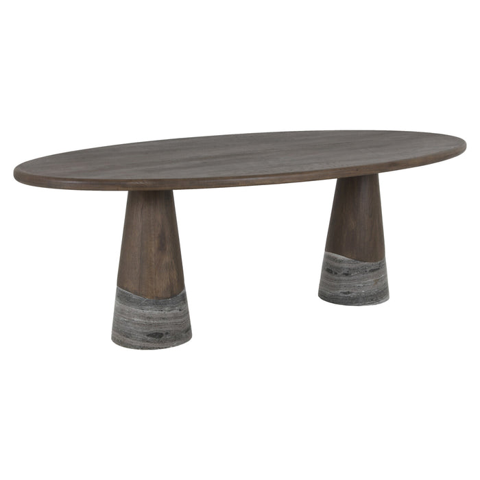 Richmond Ovale Eettafel Harper Eiken en marmer, 230 x 110cm - Smoked Charchoal - Ovaal