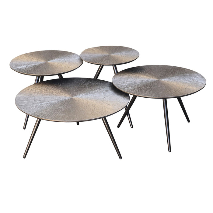 Richmond Salontafel Quadra Mdf/Metaal, 70cm, Set van 4 stuks - Zilver - Rond