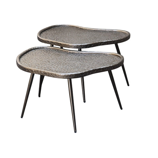 Richmond Salontafel Bean Mdf/Metaal, 76 x 58cm, Set van 2 stuks - Zilver - Organisch