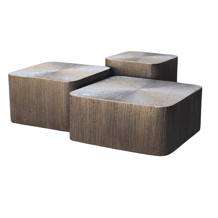 Richmond Salontafel Cubes Brunzae Set van 3 stuks - Brons - Vierkant
