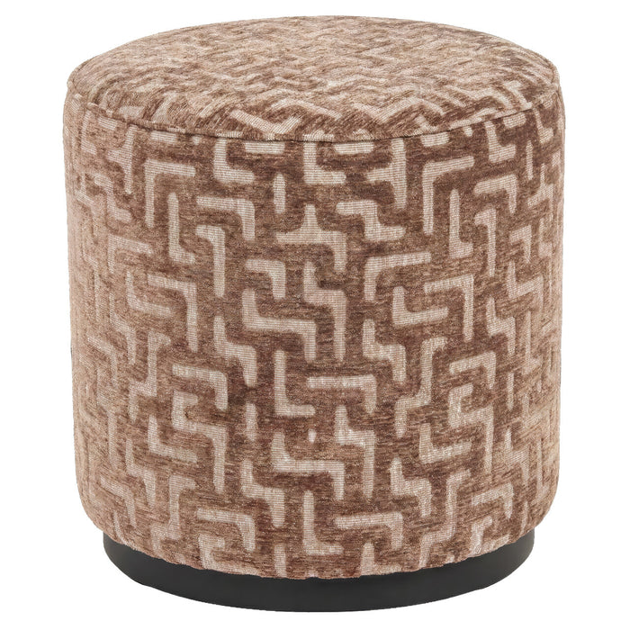 Richmond Poef Lexie Labyrinth, Ø45cm - Bruin