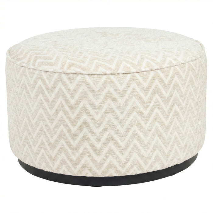 Richmond Poef Lexie Chevron, Ø70cm - Beige
