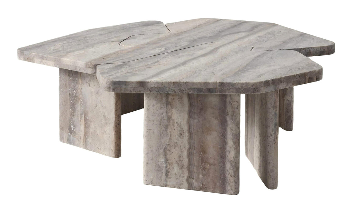 Richmond Organische Salontafel Westin Travertin, Set van 3 stuks - Grijs