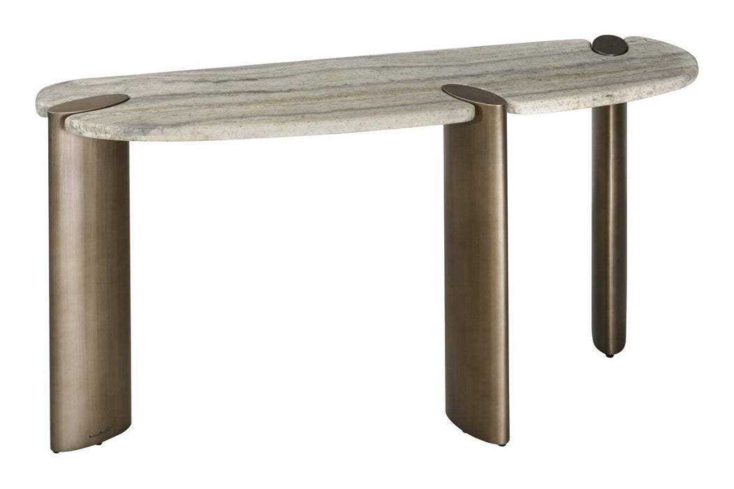 Richmond Organische Sidetable Arcadia Travertin, 140cm - Grijs
