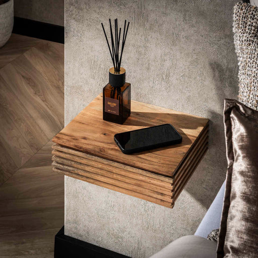LifestyleFurn Smal Nachtkastje Tamia Set van 2 stuks met lade, Massief acacia naturel